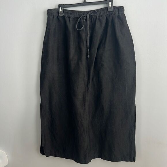 Women’s Plus size 22 linen blend Black Maxi Skirt with elastic waist - Picture 3 of 8